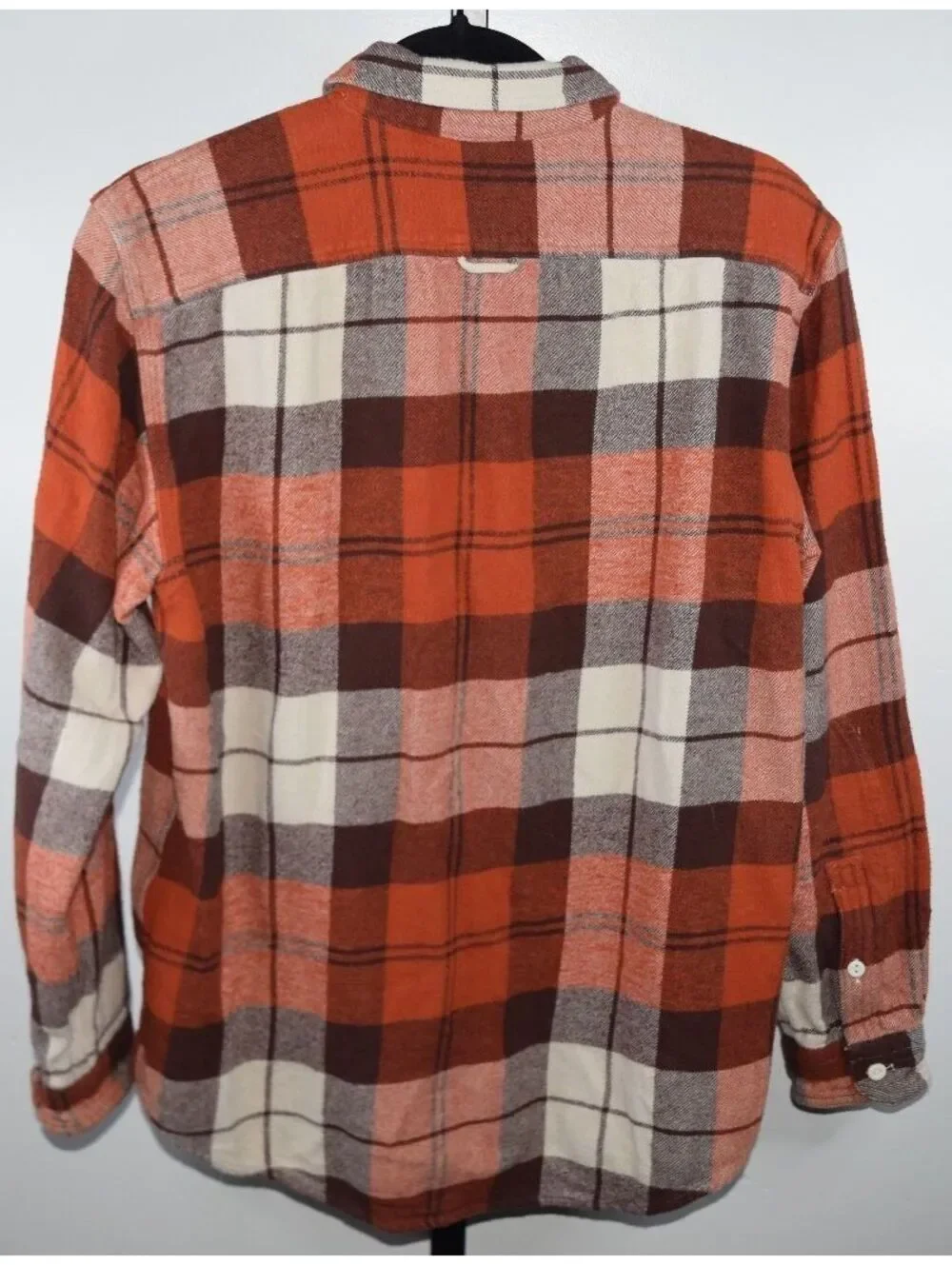 Levi's Relaxed Fit Plaid Flannel Shirt Orange Brown and Cream Button-Up, Size S